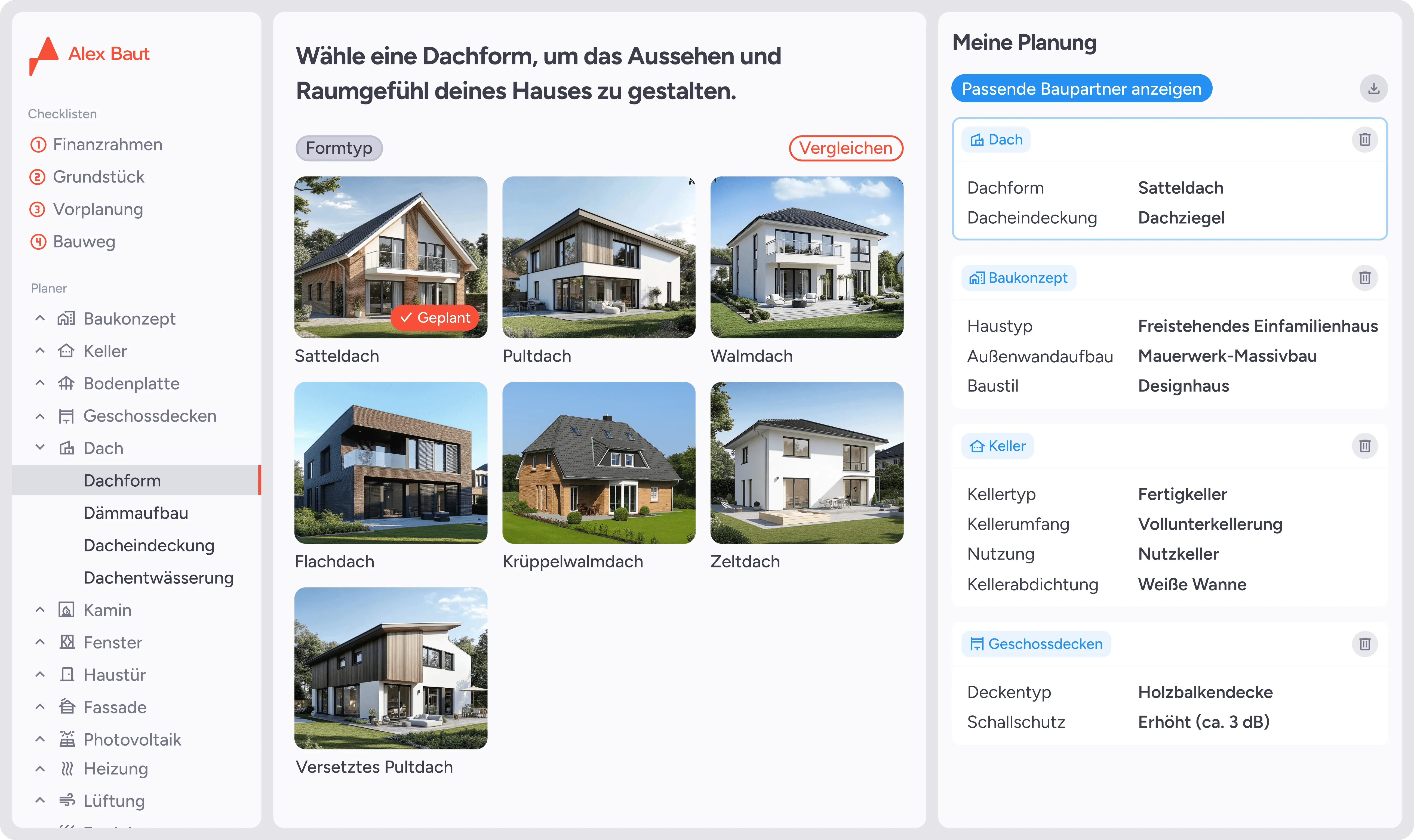 Screenshot von der Web-Anwendung