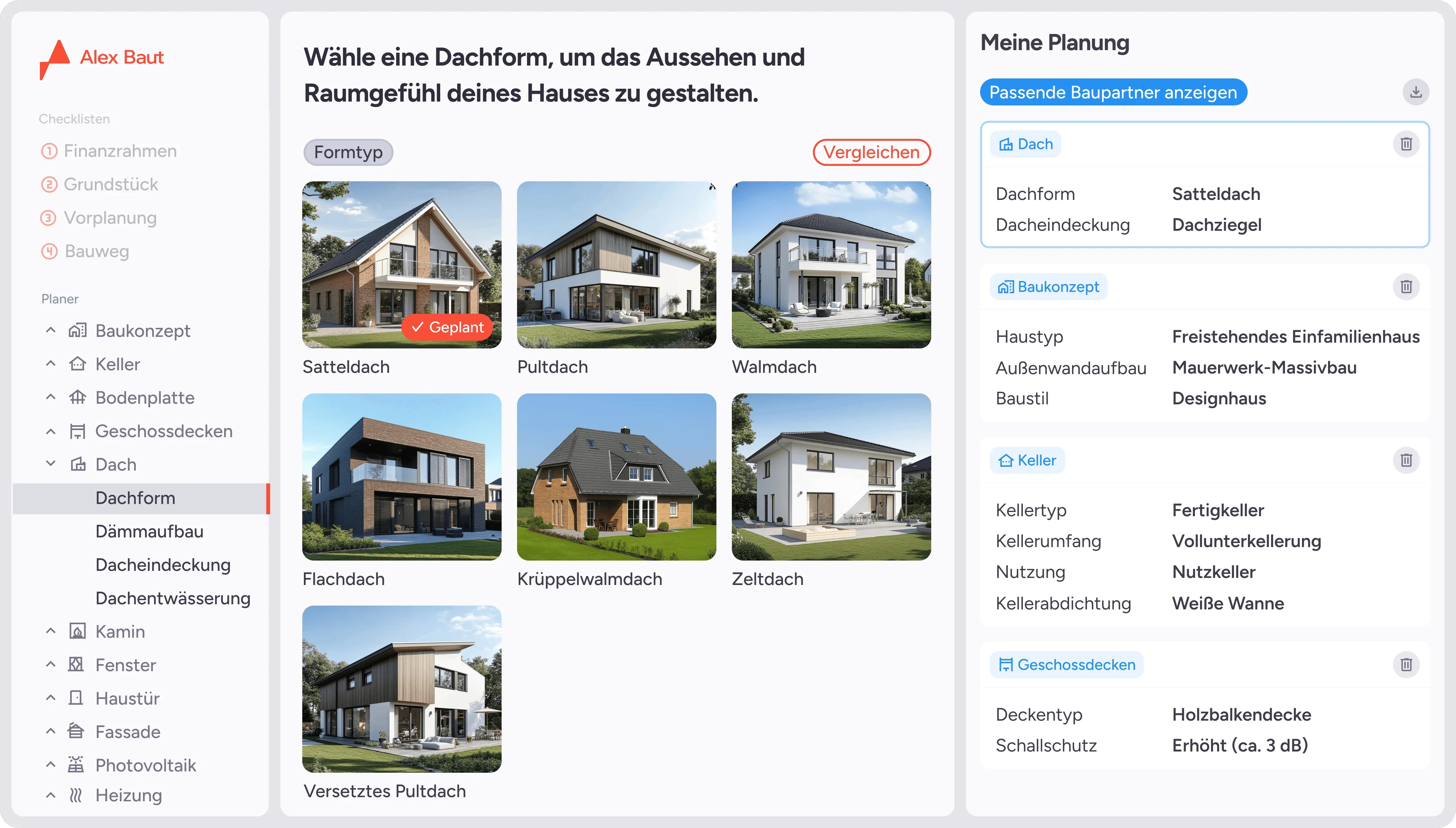 Ein Screenshot aus der Webanwendung